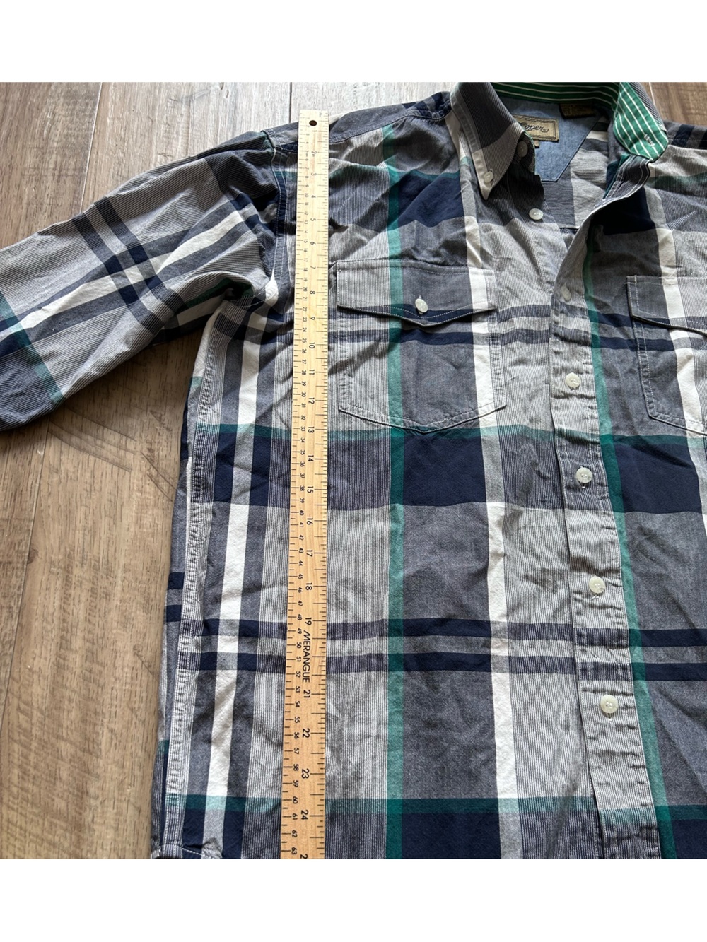 Roper western Men's Gray blue Green Plaid Button-Down Shirt 100% country - Picture 5 of 5